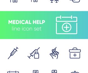 Medical help line icon set vector