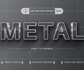 Metal editable text effect vector