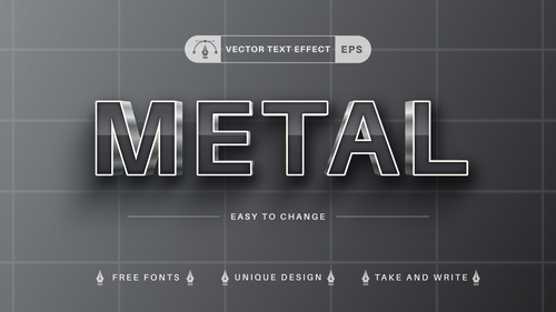 Metal editable text effect vector