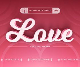 Pink editable text effect vector