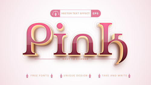 Pink vector text effect