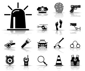 Police station icon set vector