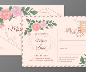 Postcard wedding invitation template vector