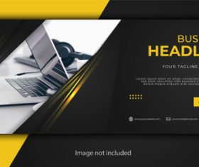 Professional website banner with yellow shapes vector
