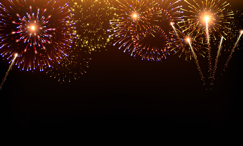 Pyrotechnics fireworks realistic background vector