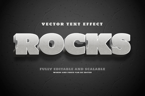 Rocks realistic text effect vector