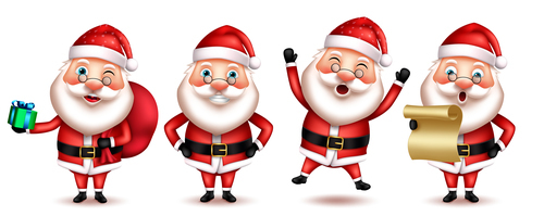 Santa Claus cartoon vector in different poses