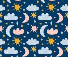 Sky elements seamless background vector