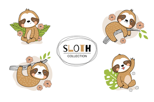 Sloth cartoon background vector