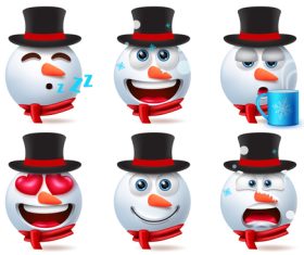 Snowman cartoon expression vector