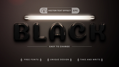 Solid black font vector text effect