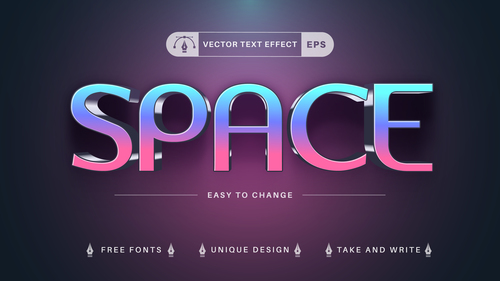 Space editable text effect vector