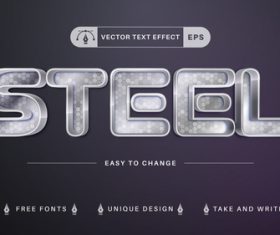 Steel editable text effect vector