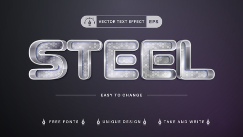 Steel editable text effect vector