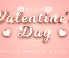 Vatentines day editable text effect vector