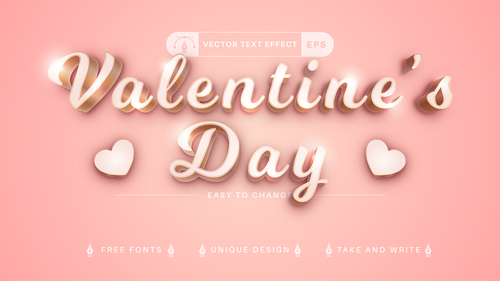 Vatentines day editable text effect vector
