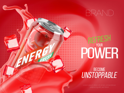 Vector of energy drink advertising banner