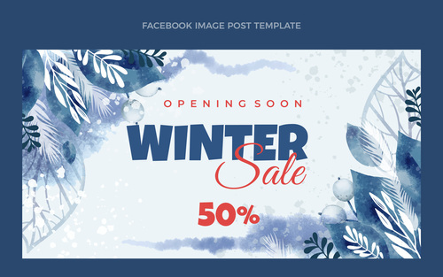 Watercolor winter social media post template vector