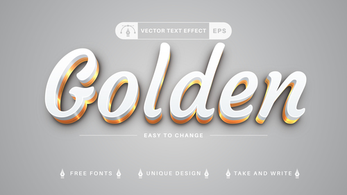 White gold font vector text effect