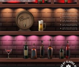 Wine cabinet design vector
