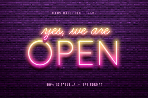 Yes we are open text effect vector
