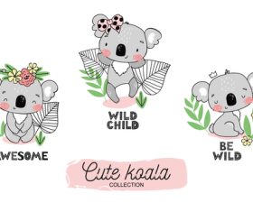 cute koala cartoon background vector