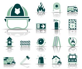 fire station icon set vector