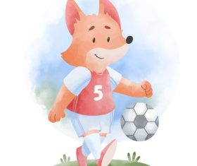 fox athlete watercolor illustrations vector