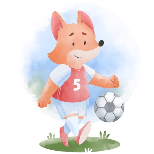 fox athlete watercolor illustrations vector