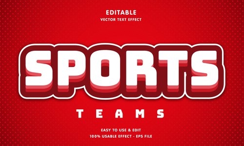 3D sports team vector text effect