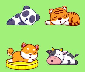 Animal sleep cartoon illustration vector