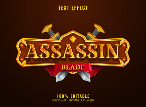 Assassin text style effect vector