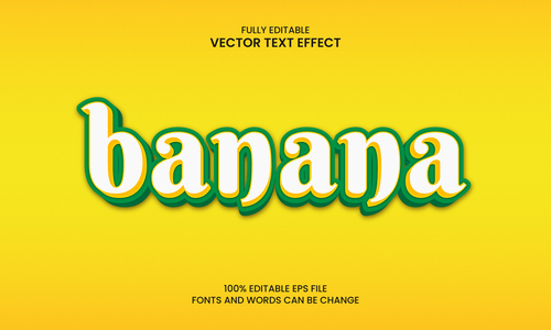 Banana fully editable vector text effect