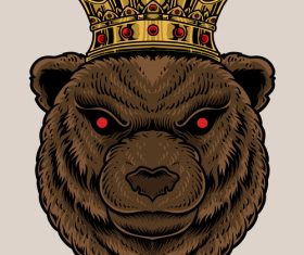 Bear with crown cartoon illustration vector