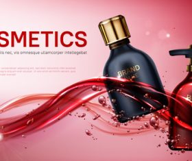 Beauty product cosmetics bottles mock up banner vector