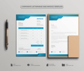 Blue letterhead and Invoice designs vector