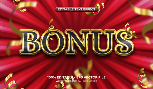 Bonus editable text effect vector