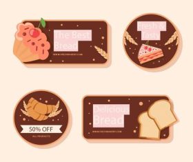 Bread and pastry label set vector