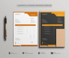 Brown and black letterhead and Invoice designs vector