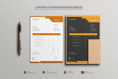 Brown and black letterhead and Invoice designs vector
