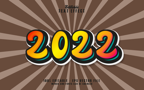 Brown background 2022 text effect in vector