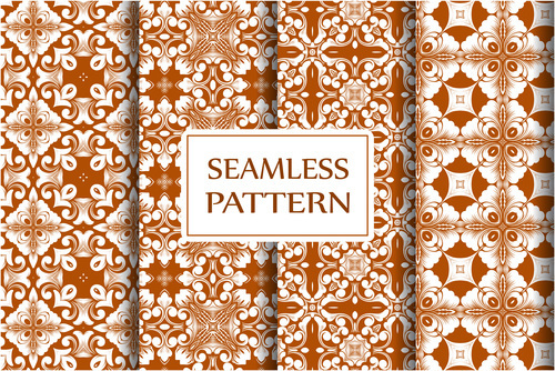 Brown flower pattern seamless background vector