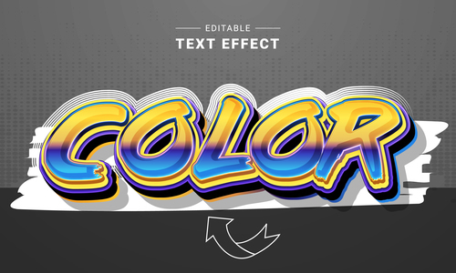 COLOR 3d text style effect vector