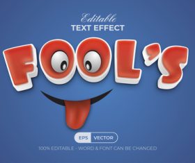 Cartoon fools day 3D vector text effect