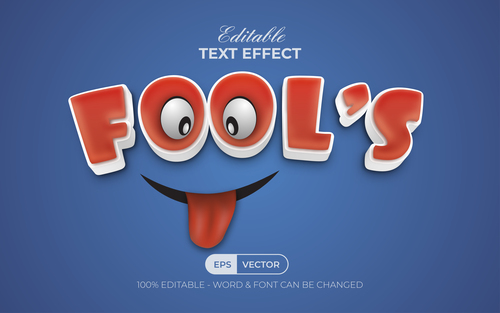 Cartoon fools day 3D vector text effect