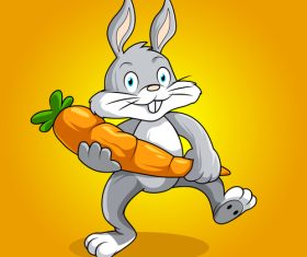 Cartoon illustration of rabbit holding carrot vector