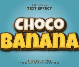 Choco banana 3d editable text effect vector