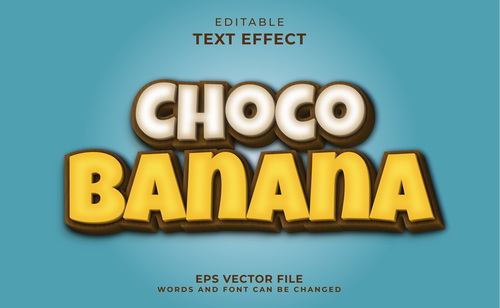 Choco banana 3d editable text effect vector