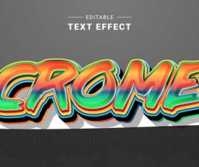 Chrome 3d editable text style effect vector