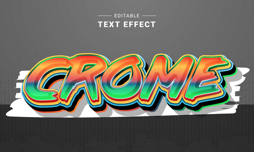 Chrome 3d editable text style effect vector